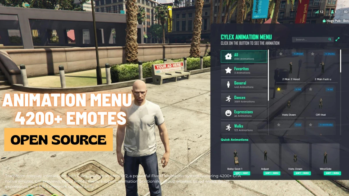 Animation Menu V2 | 4200+ Emotes & GIF Previews | FiveM Animation Menu | Open Source